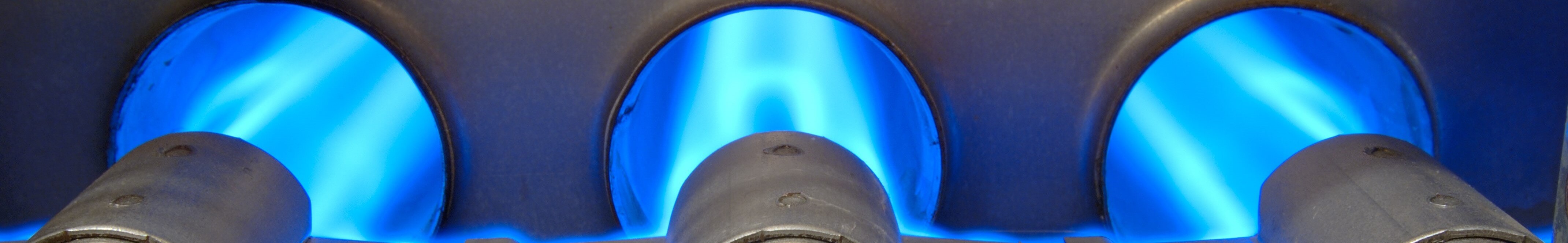 Blue flames from a gas furnace