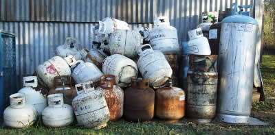 Damaged and useless propane tanks to be discarded