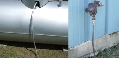 Propane gas service line between tank and building