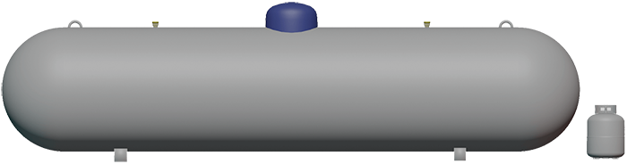 1000 gallon propane tank size relative to a small tank