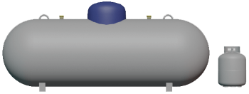 250 gallon propane tank size relative to a small tank