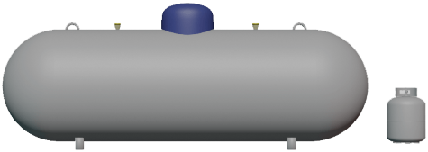 500 gallon propane tank size relative to a small tank